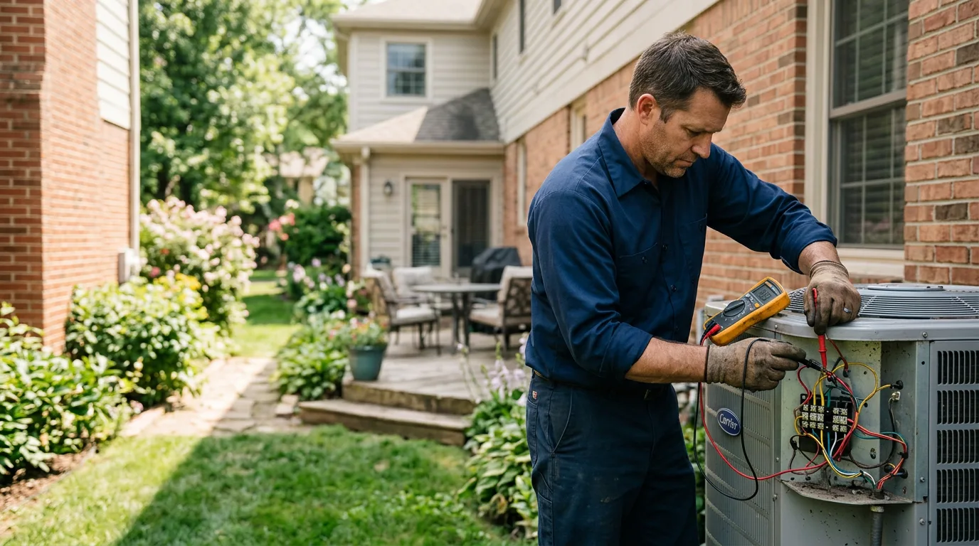 HVAC technician working near Hobart, OK
